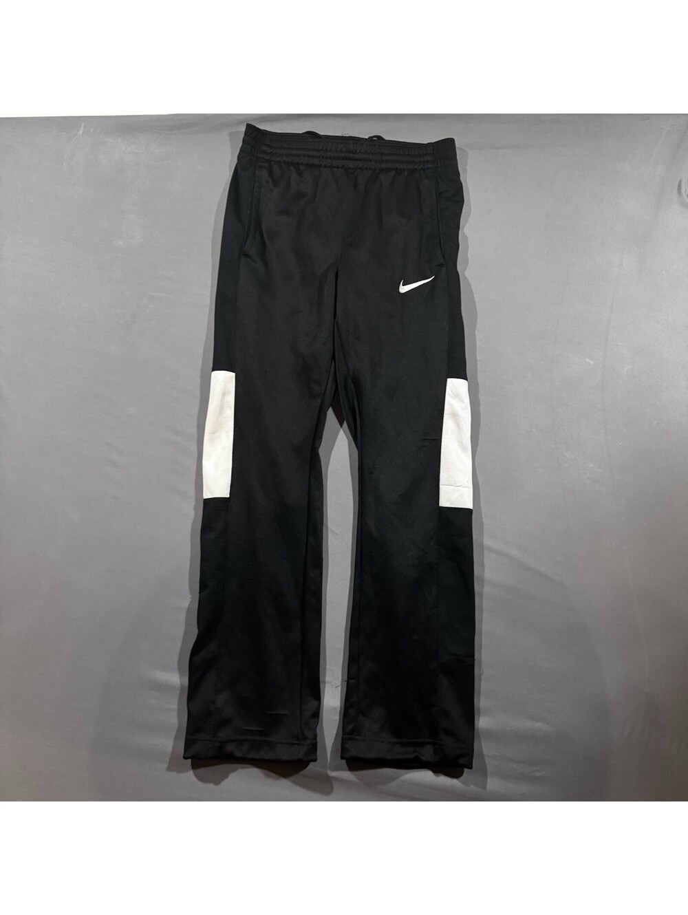 Nike Dri-FIT Mens Size Small Black Athletic Track Sweatpants White Panel Active